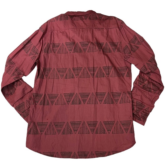 Ocean Current Button Up Red Long Sleeve Collared Geometric - Picture 2 of 11